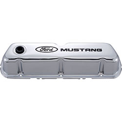 FORD MUSTANG LOGO STAMPED STEEL CHROME VALVE COVERS