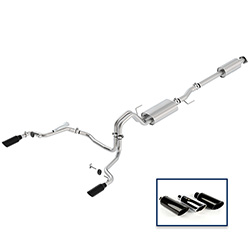 2015-2020 F-150 2.7L, 3.5L &amp; 5.0L CAT-BACK TOURING EXHAUST SYSTEM - REAR EXIT, BLACK CHROME TIPS