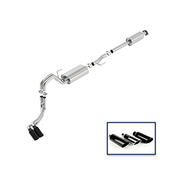 2015-2020 F-150 2.7L, 3.5L &amp; 5.0L CAT-BACK TOURING EXHAUST SYSTEM - SIDE EXIT, BLACK CHROME TIPS