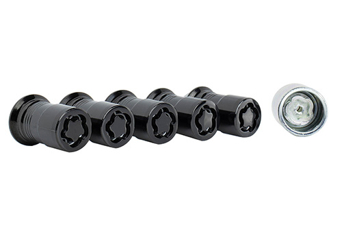 M14X1.5 BLACK SECURITY LUG NUT KIT OF 5