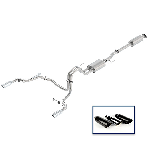 2015-2020 F-150 2.7L, 3.5L & 5.0L CAT-BACK SPORT EXHAUST SYSTEM - REAR EXIT, CHROME TIPS